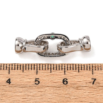 Brass Micro Pave Cubic Zirconia Fold Over Clasps KK-D259-07P-1