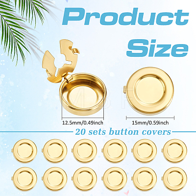 20Pcs Flat Round Brass Button Covers Settings BUTT-ME0001-48E-1