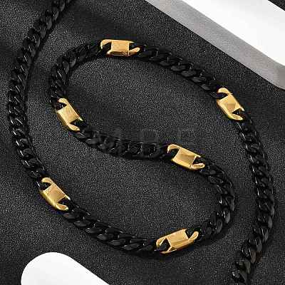 304 Stainless Steel Cuban Link Chain Necklaces for Women Men NJEW-A033-01A-EB-1