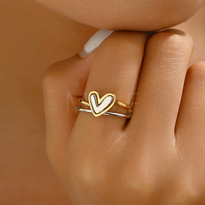 Irregular Double Heart 925 Sterling Silver Stackable Finger Rings for Women DW2837-3-1