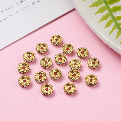 Iron Rhinestone Spacer Beads RB-A007-6MM-G-1