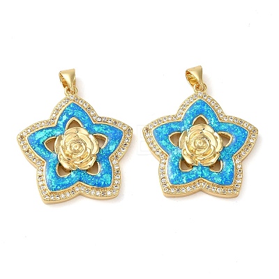 Rack Plating Brass Micro Pave Cubic Zirconia Pendants KK-P268-11C-G-1