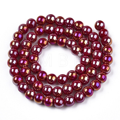 Electroplate Opaque Glass Beads Strands GLAA-T032-P6mm-AB05-1