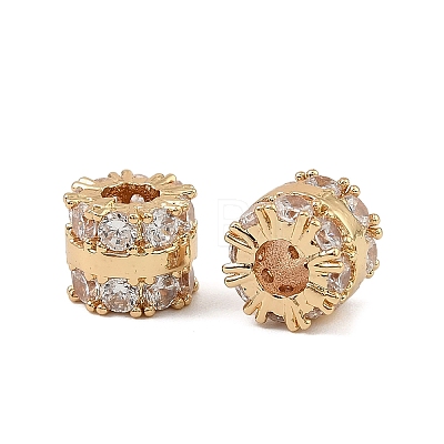 Brass Micro Pave Cubic Zirconia Beads KK-K374-22G-1