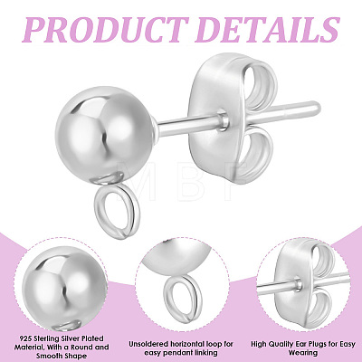 304 Stainless Steel Stud Earring Findings STAS-BBC0008-36A-1