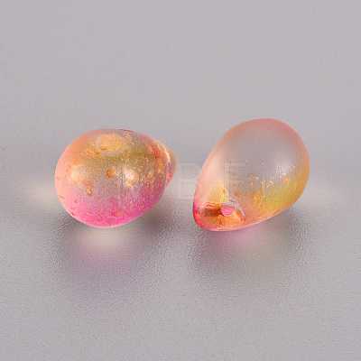 Two Tone Transparent Spray Painted Glass Charms GLAA-T016-37-F02-1