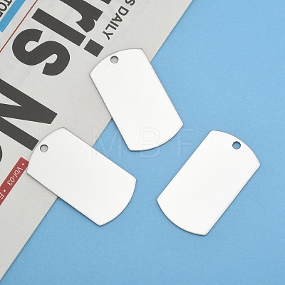 Tarnish Resistant 201 Stainless Steel Rectangle Stamping Blank Tag Pendants STAS-S031-03-1