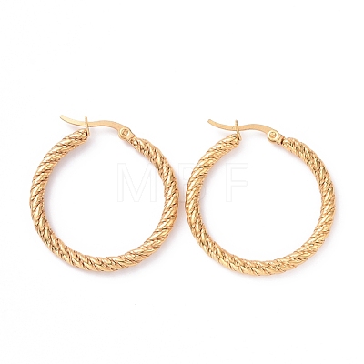 Vacuum Plating 304 Stainless Steel Twist Rope Hoop Earrings for Women EJEW-G298-05G-1