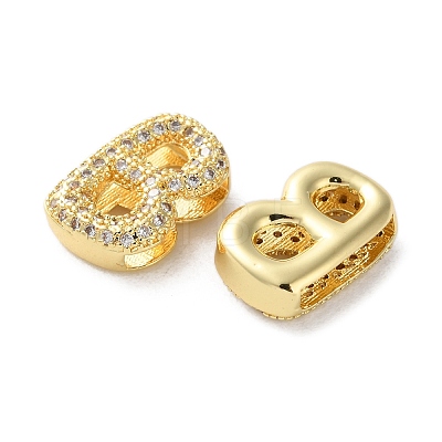 Rack Plating Brass Micro Pave Cubic Zirconia Slide Charms KK-C084-34G-B-1