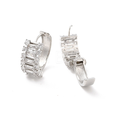 Clear Cubic Zirconia Rectangle Hoop Earrings EJEW-P213-01P-1