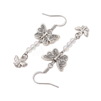 Butterfly & Bees Alloy Dangle Earrings for Women EJEW-JE05886-1
