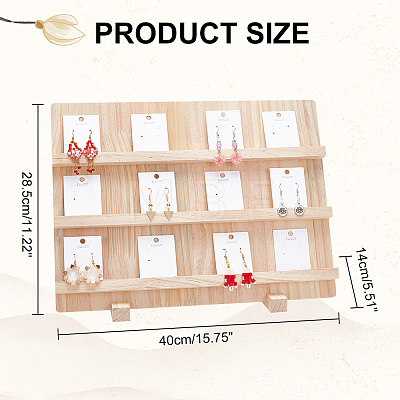 3-Tier Rectangle Wooden Earring Display Card Stands EDIS-WH0029-78-1