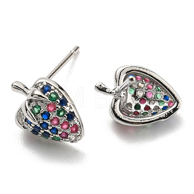 Colorful Cubic Zirconia Strawberry Stud Earrings EJEW-F321-01P-1