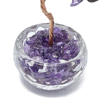 Natural Amethyst Chip Pachira Glabra Display Decorations DJEW-K025-04A-1