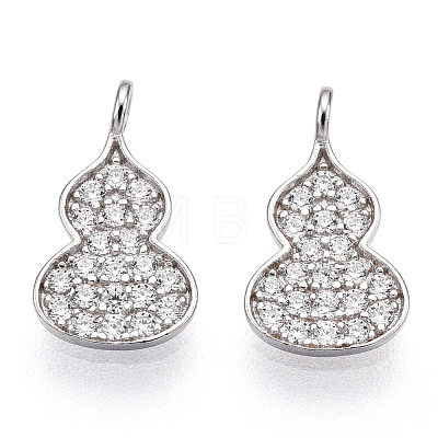 Rhodium Plated 925 Sterling Silver Micro Pave Cubic Zirconia Charms STER-T004-09P-1