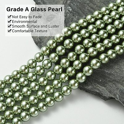Eco-Friendly Glass Pearl Beads Strands HY-A008-8mm-RB115-1