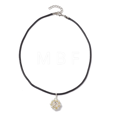 3Pcs 3 Colors Flower Glass Seed Beads & Acrylic Pendant Necklaces NJEW-MZ00044-1