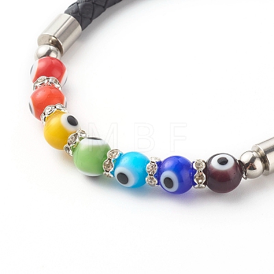 Handmade Evil Eye Lampwork Beads Beaded Bracelets BJEW-JB06373-1