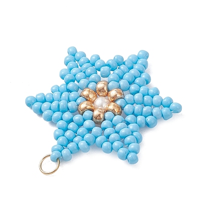 Glass Seed Beaded Pendants PALLOY-MZ01360-02-1