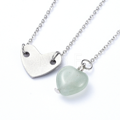 Heart Lariat Necklaces & Pendant Necklaces Sets NJEW-JN02803-03-1