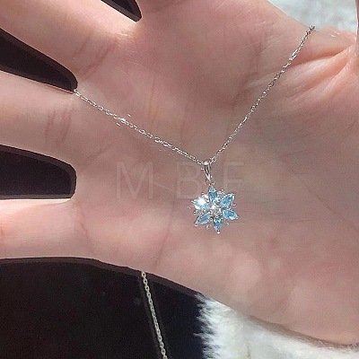 Christmas Alloy Rhinestone Snowflake Pendant Necklaces for Women WG7EFB7-01-1