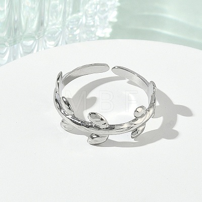 304 Stainless Steel Cuff Open Rings for Women RJEW-L341-02F-P-1