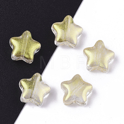 Transparent Spray Painted Glass Beads GLAA-N035-01-D01-1