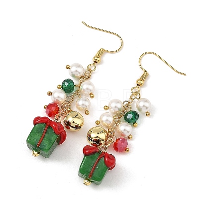 Christmas Handmade Lampwork Dangle Earrings EJEW-TA00829-1