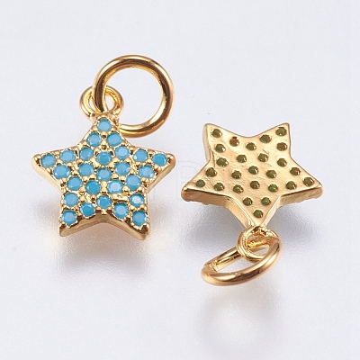 Brass Micro Pave Cubic Zirconia Charms RB-I077-21G-RS-1
