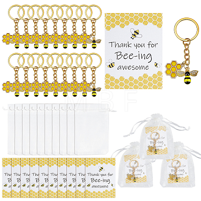 24Pcs Bees Alloy Enamel Keychains KEYC-AR00009-1