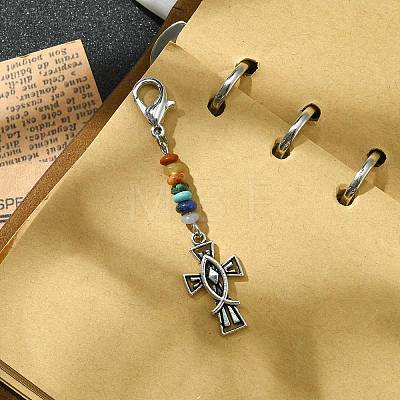 Crucifix Cross with Jesus Fish Alloy Enamel Pendant Decorations HJEW-JM01538-1