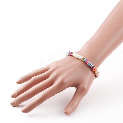 Rainbow Polymer Clay Heishi Beads Stretch Bracelets BJEW-JB05865-05-1