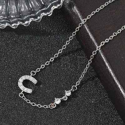 Brass Micro Pave Clear Cubic Zirconia Link Bracelets BJEW-E114-01D-P-1