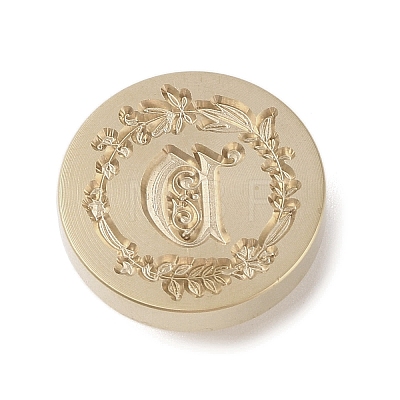 Golden Tone Wax Seal Brass Stamp Head DIY-B079-01G-V-1