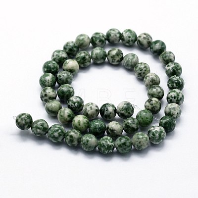 Natural Green Spot Jasper Beads Strands G-I199-30-4mm-1