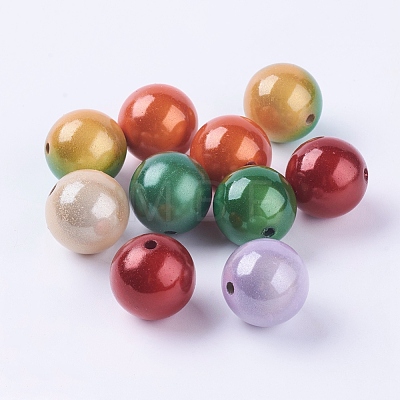 Mixed Color Spray Painted Acrylic Beads X-PB9290-1