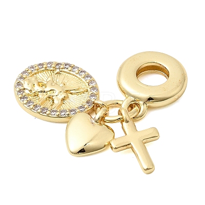 Brass Micro Pave Clear Cubic Zirconia European Dangle Charms KK-Z150-10G-1