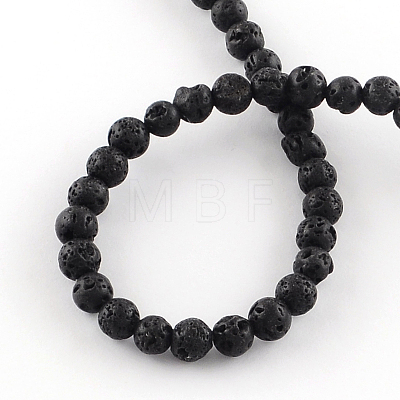 Natural Dyed Lava Rock Gemstone Round Bead Strands X-G-R293-03-1