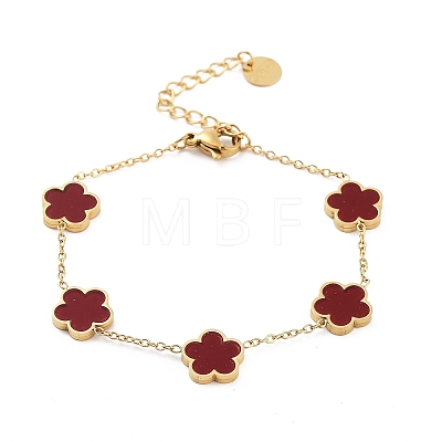 Flower Resin Link Chain Bracelets BJEW-K247-01G-01-1