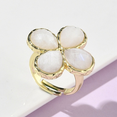 Natural Gemstone Faceted Adjustable Finger Rings for Women RJEW-A092-01G-1