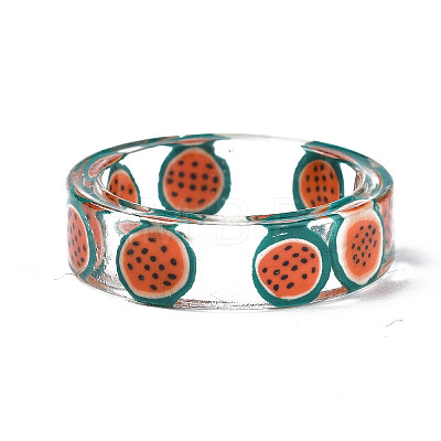 Transparent Resin Fruit Finger Ring for Women X1-RJEW-T022-030-1