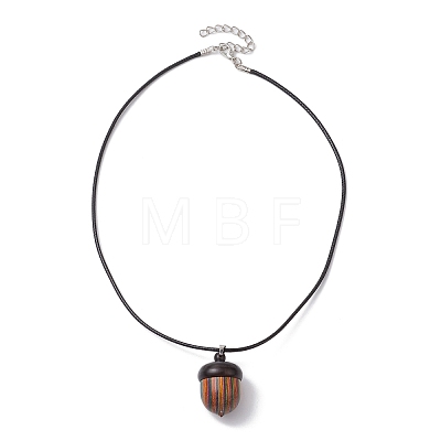 Spray Painted Wooden Acorn Box Pendant Necklaces NJEW-JN05035-1