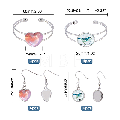 DIY Heart Bangle & Earring Making Finding Kit FIND-FH0003-47-1