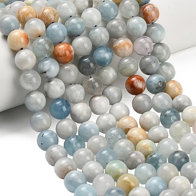 Natural Aquamarine Beads Strands G-F591-29A-10mm-04-1