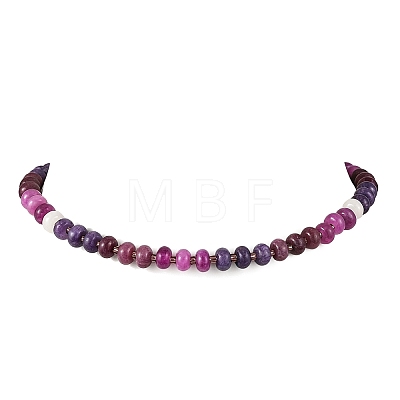 Gradient Dyed Natural White Jade Rondelle Beaded Necklaces with Glass Seed Beads for Women NJEW-JN06594-01-1