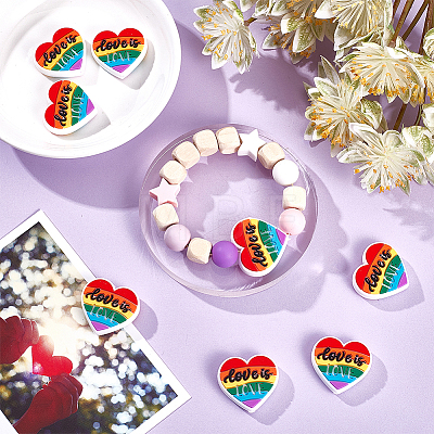 8Pcs Pride Rainbow Theme Food Grade Eco-Friendly Silicone Beads SIL-CA0001-34-1