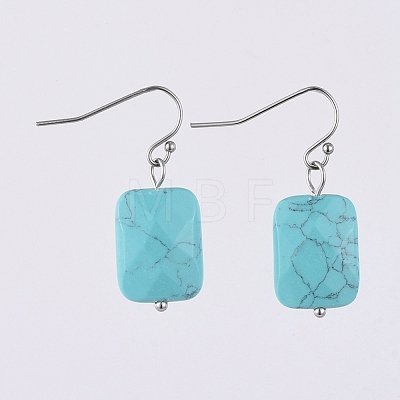 Faceted Natural & Synthetic Gemstone Dangle Earrings EJEW-JE03945-1