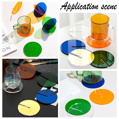 BENECREAT 5pcs 5 Colors Acrylic Cup Mats AJEW-BC0003-27-1