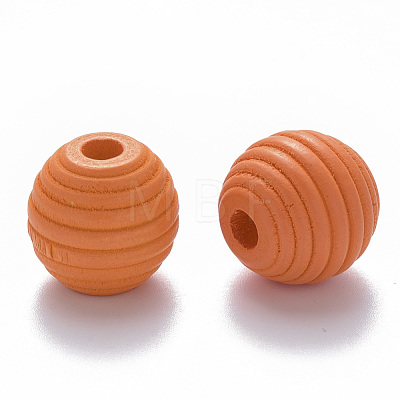 Painted Natural Wood Beehive European Beads WOOD-Q040-019A-A06-1