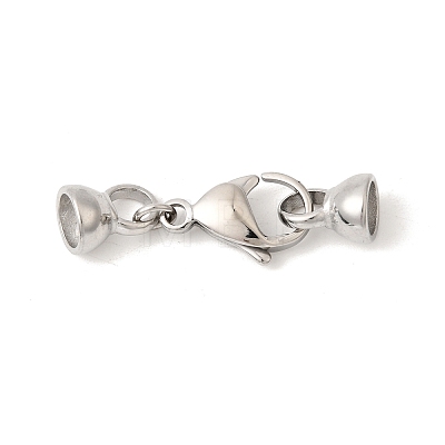304 Stainless Steel Lobster Claw Clasps and Cord End STAS-B128-08P-02-1
